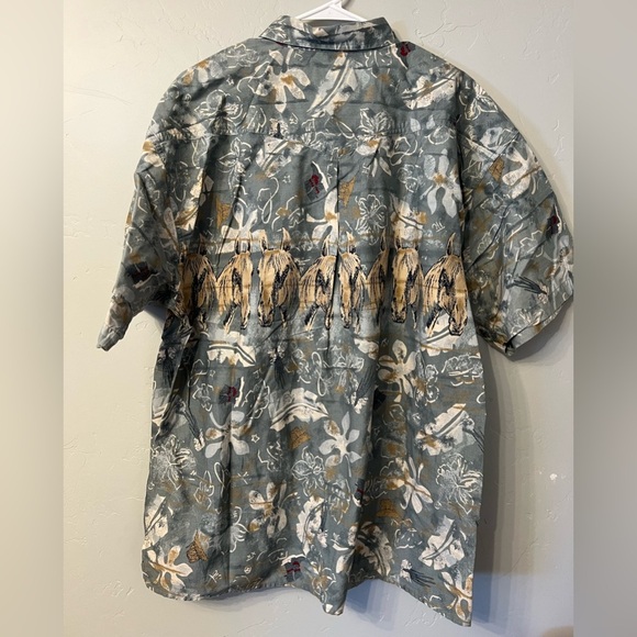 Resistol Rodeo Gear Short-Sleeve Button Down Horse Print - Picture 2 of 4